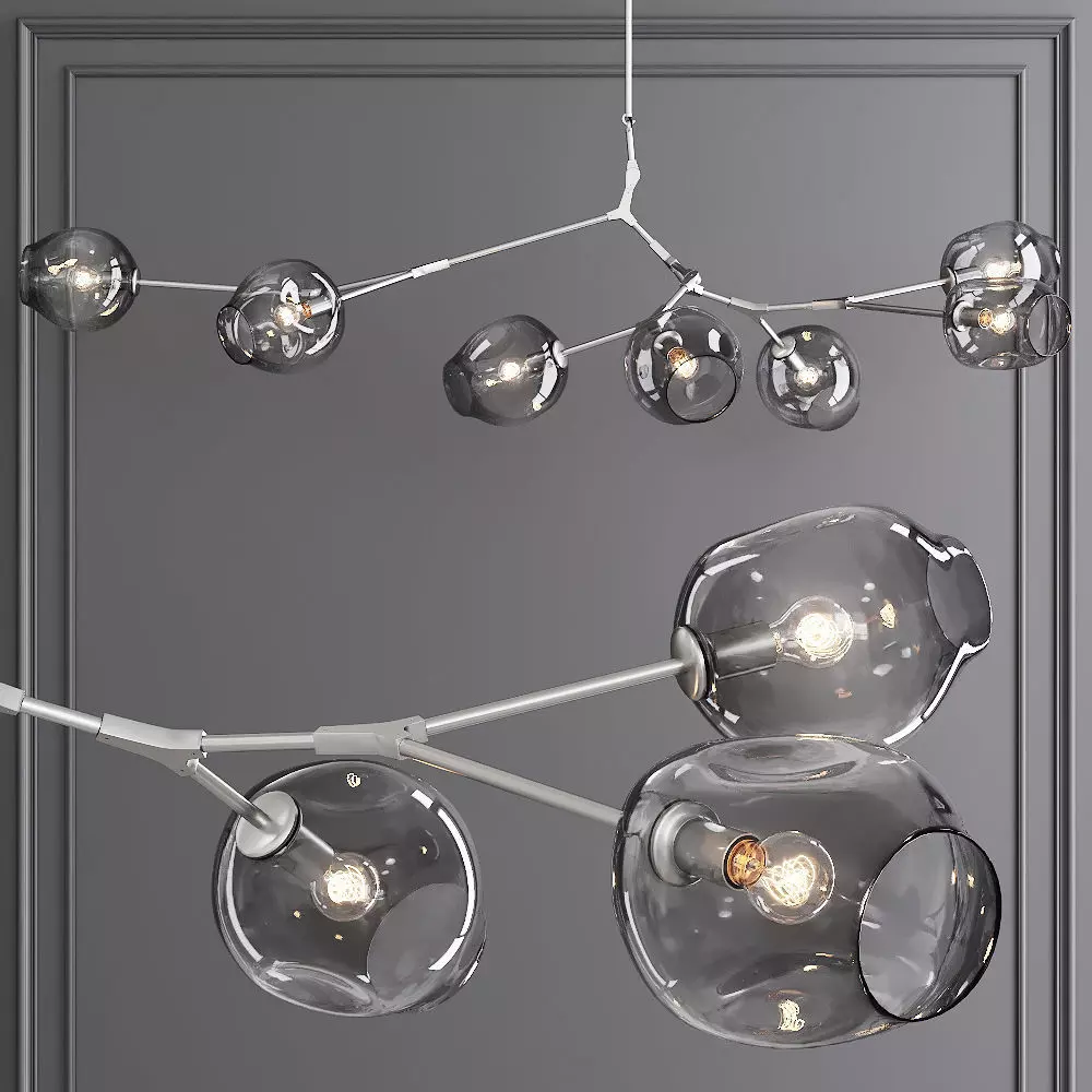 7-globe Branching Bubble Satin Nickel and Gray Glass 3D model_0