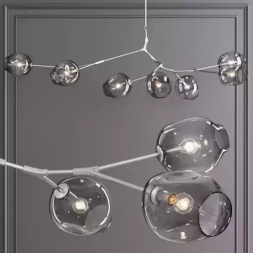 7-globe Branching Bubble Satin Nickel and Gray Glass