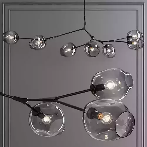 7-globe Branching Bubble Oil-rubbed Bronze and Gray Glass