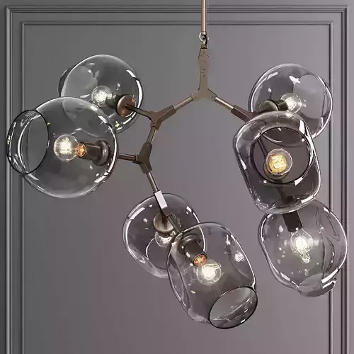 7-globe Branching Bubble Vintage Brass and Gray Glass