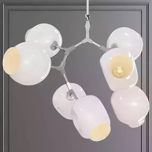 7-globe Branching Bubble Satin Nickel and White Glass