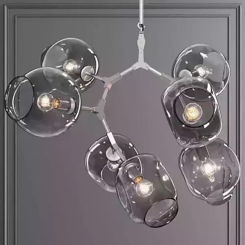 7-globe Branching Bubble Satin Nickel and Gray Glass