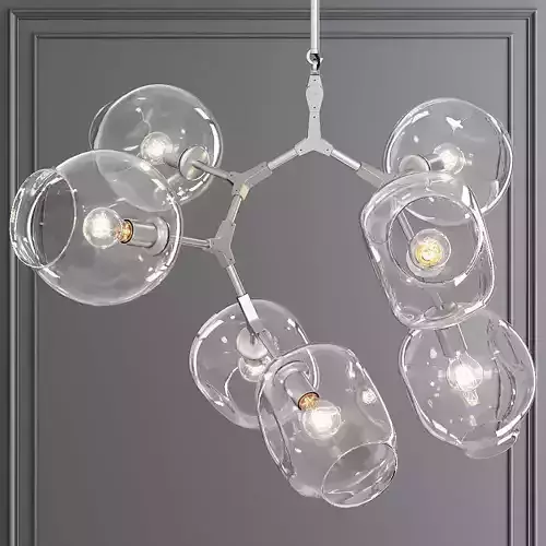 7-globe Branching Bubble Satin Nickel and Clear Glass
