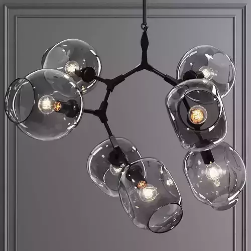 7-globe Branching Bubble Oil-rubbed Bronze and Gray Glass