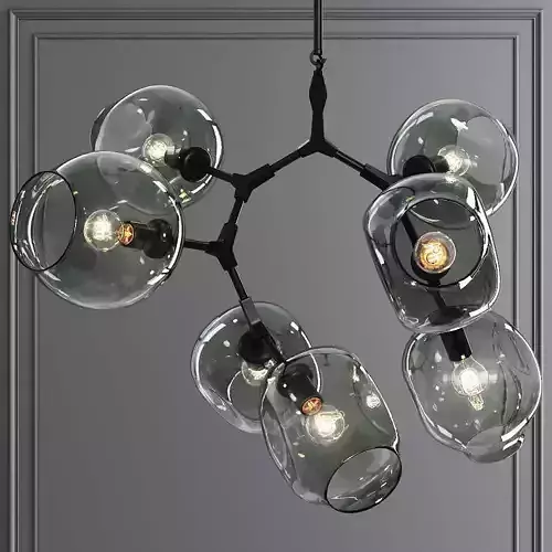 7-globe Branching Bubble Oil-rubbed Bronze and Dark Green Glass