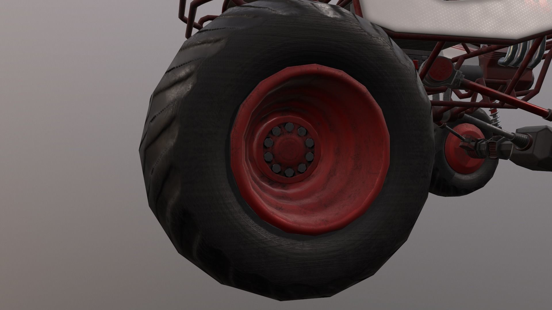Red Monster Truck Low-poly 3D model_8