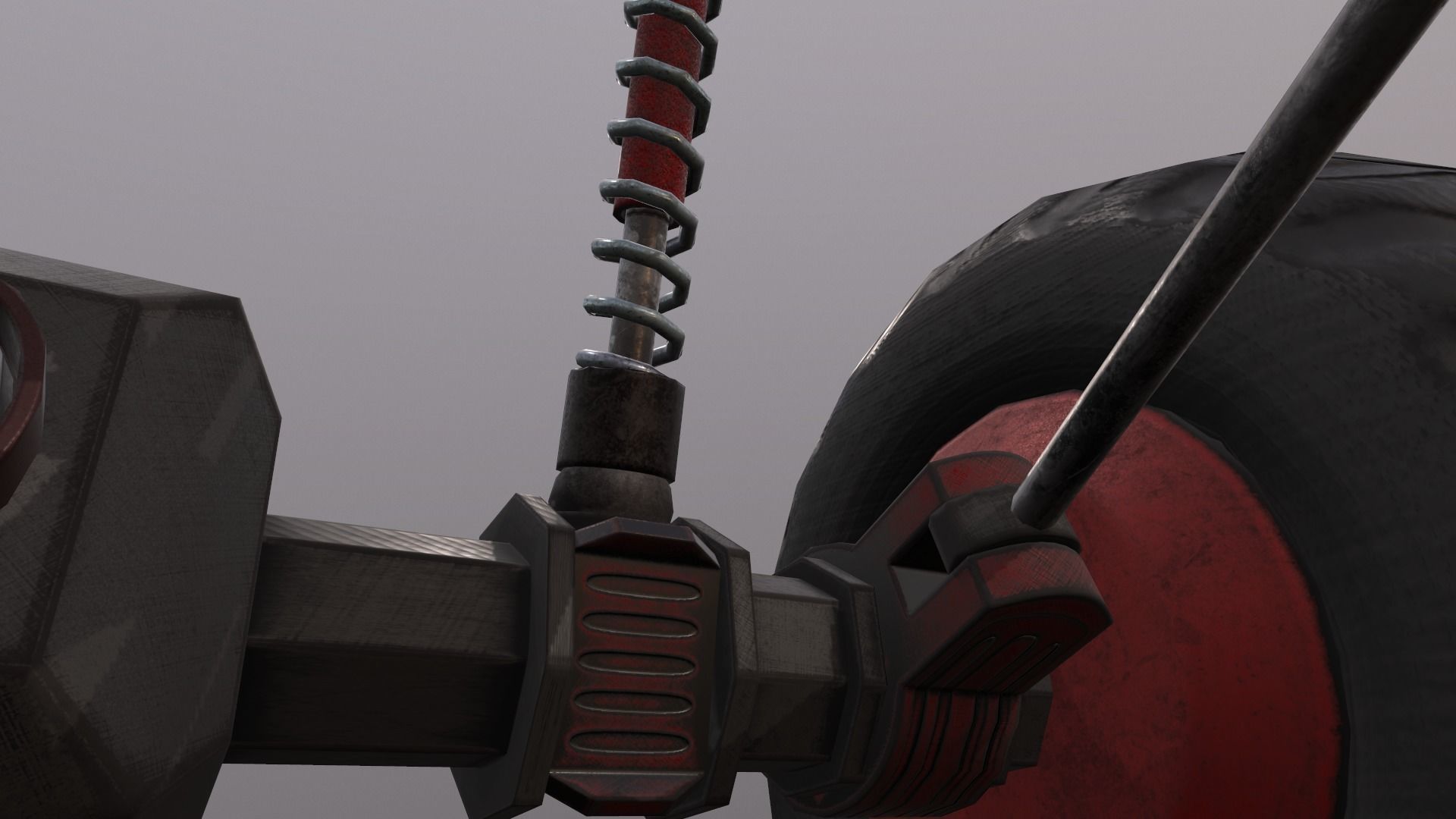 Red Monster Truck Low-poly 3D model_11