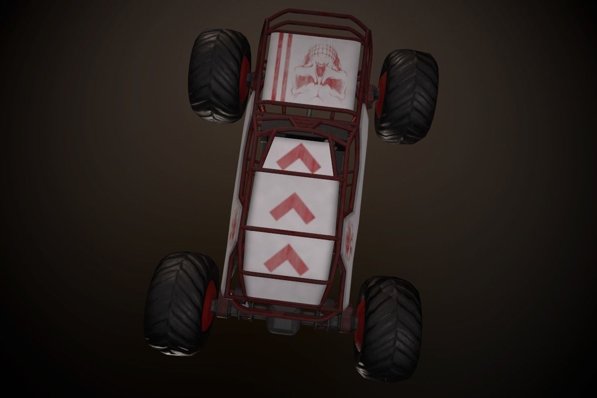 Red Monster Truck Low-poly 3D model_4