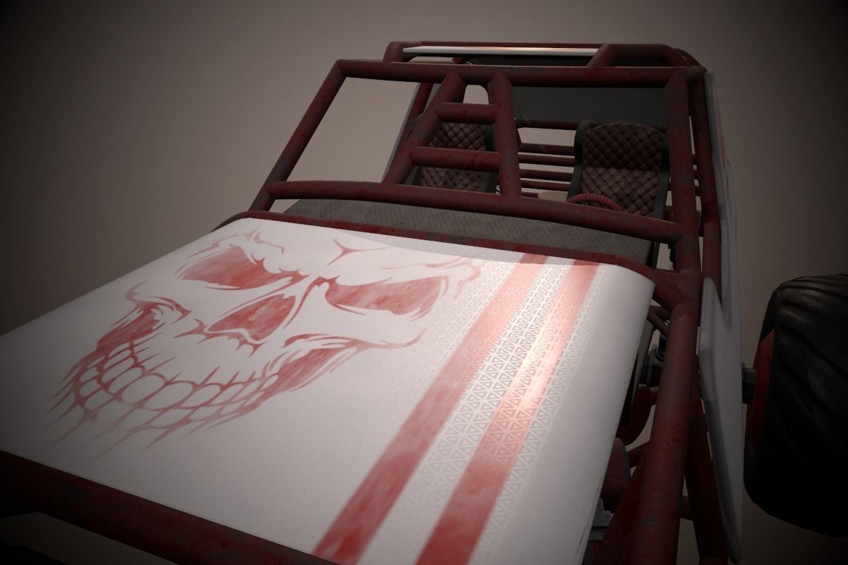 Red Monster Truck Low-poly 3D model_3