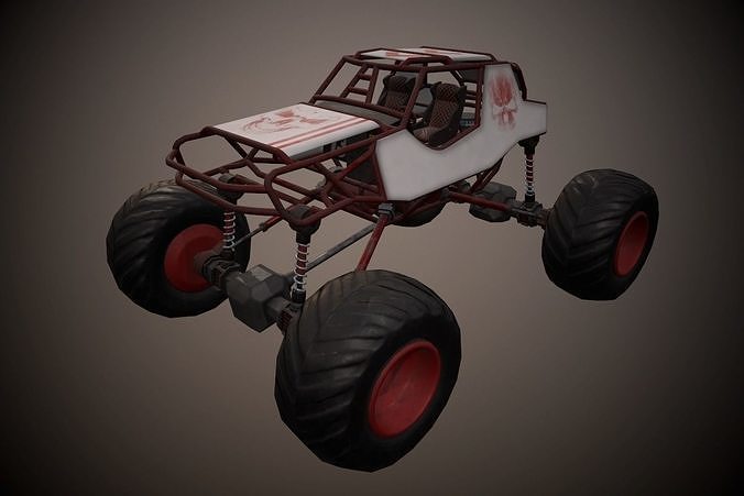 Red Monster Truck Low-poly 3D model