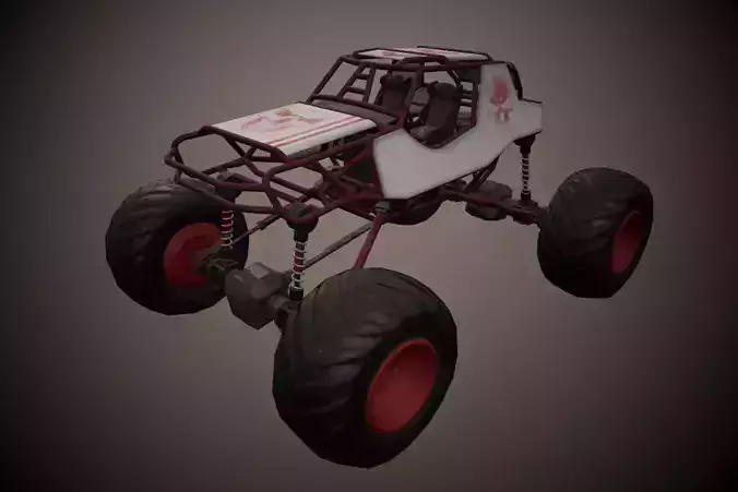 Red Monster Truck Low-poly 3D model