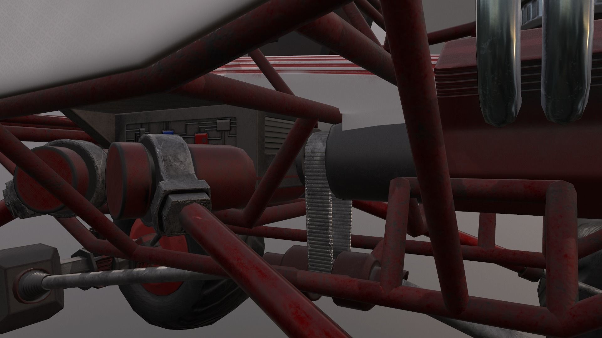 Red Monster Truck Low-poly 3D model_10