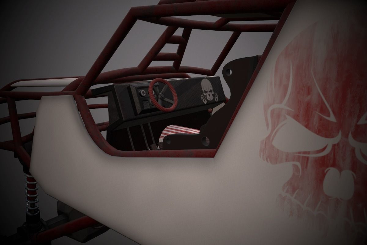 Red Monster Truck Low-poly 3D model_2