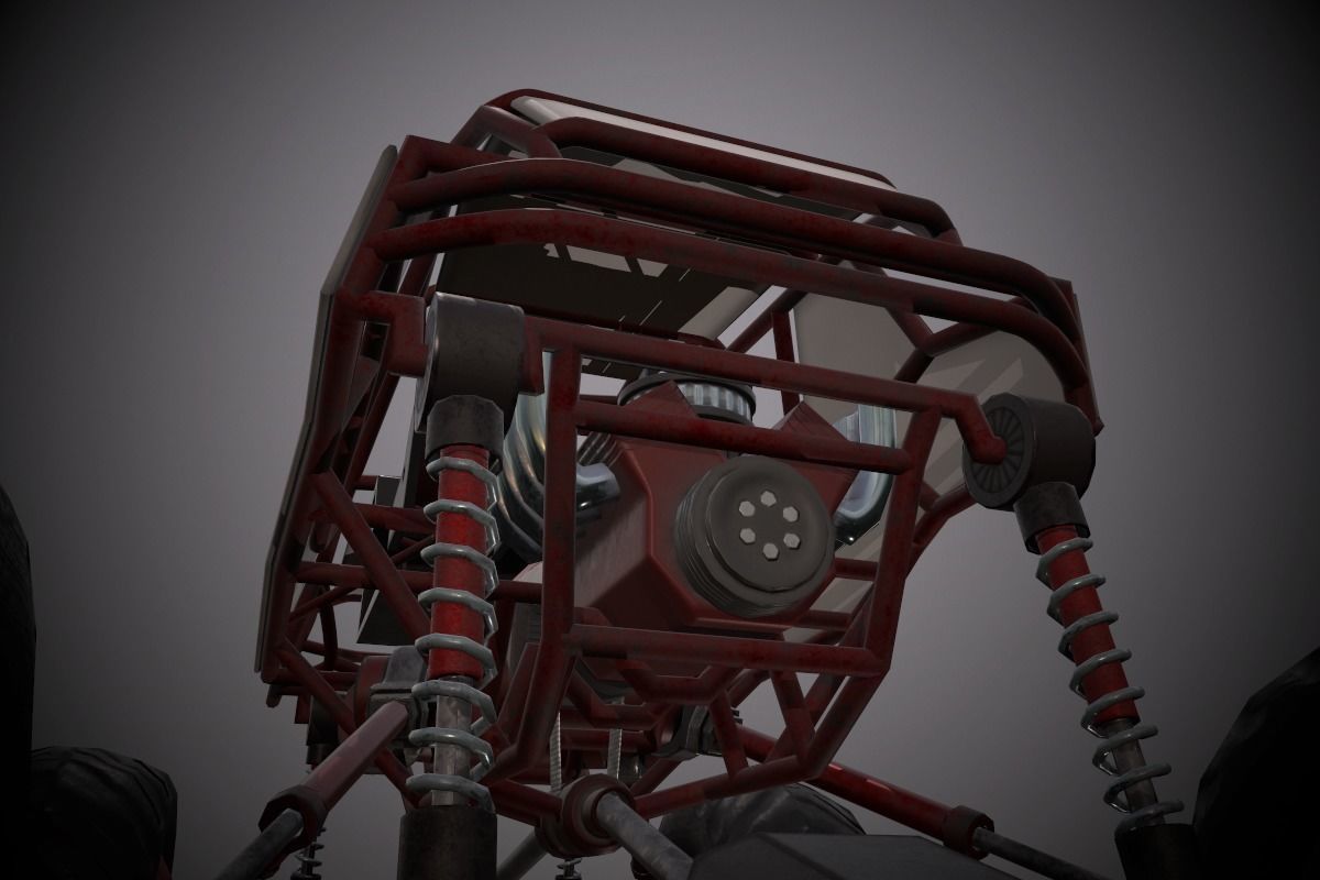 Red Monster Truck Low-poly 3D model_6