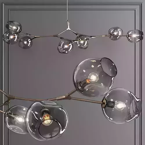 7-globe Branching Bubble Vintage Brass and Gray Glass