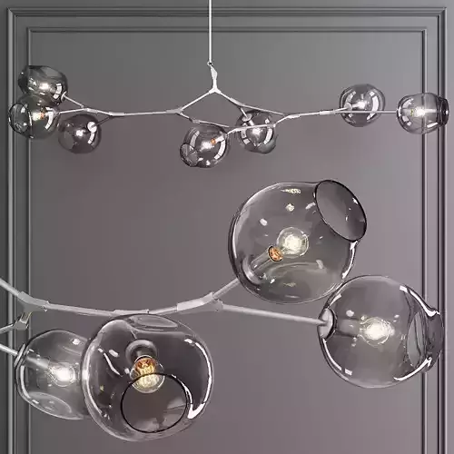 7-globe Branching Bubble Satin Nickel and Gray Glass