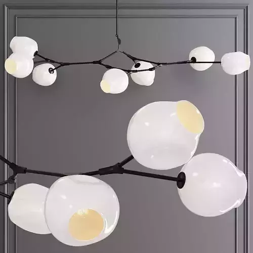 7-globe Branching Bubble Oil-rubbed Bronze and White Glass