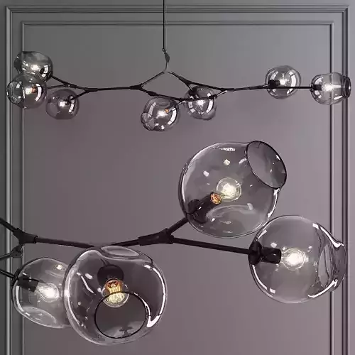 7-globe Branching Bubble Oil-rubbed Bronze and Gray Glass