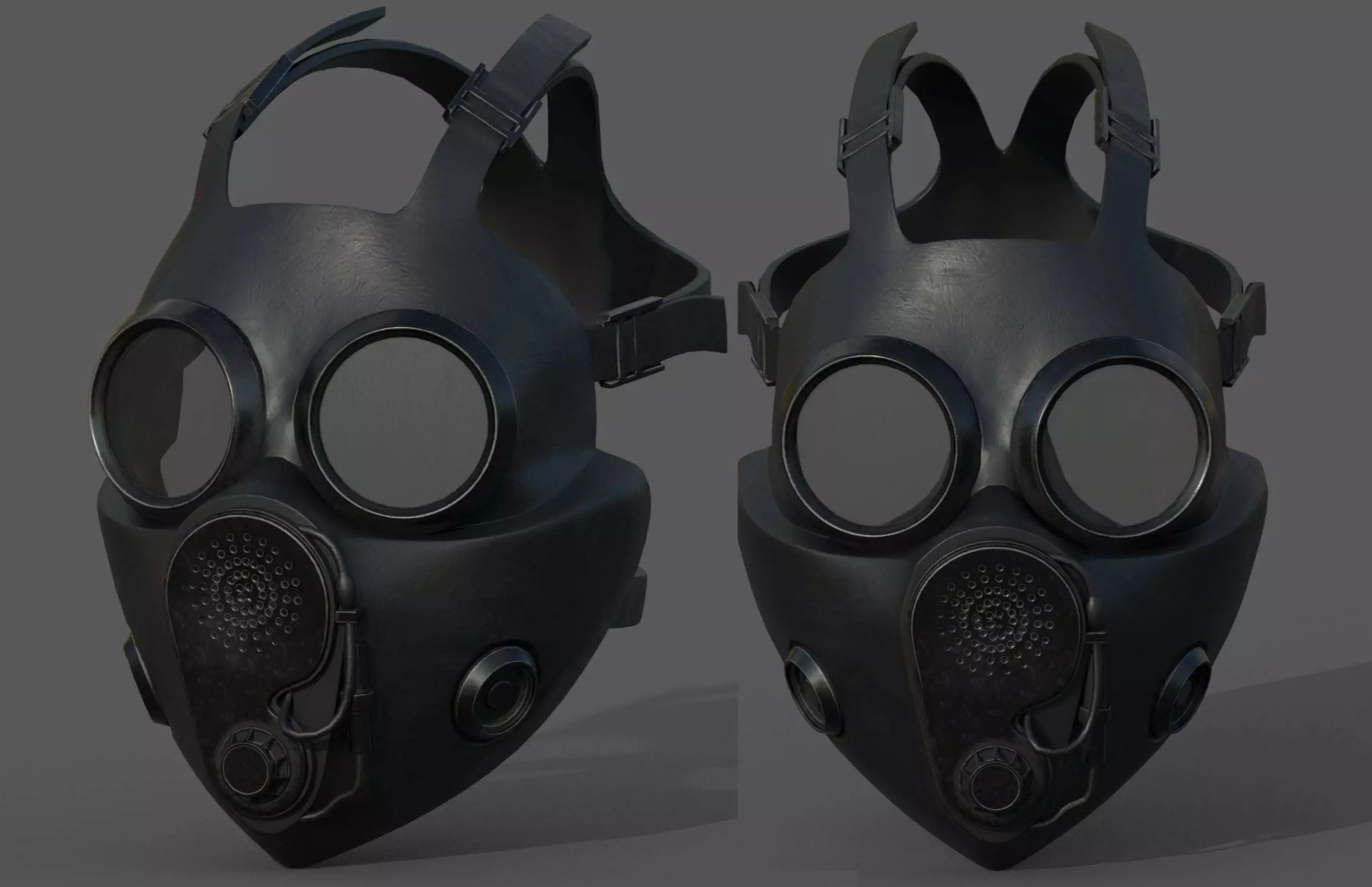 Gas mask helmet 3d model military combat fantasy human  Low-poly 3D model_0