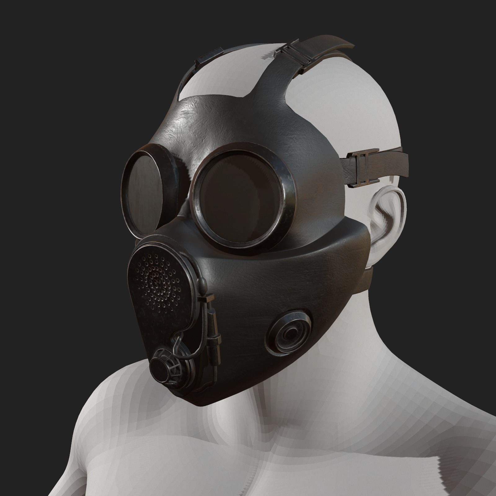 Gas mask helmet 3d model military combat fantasy human  Low-poly 3D model_8