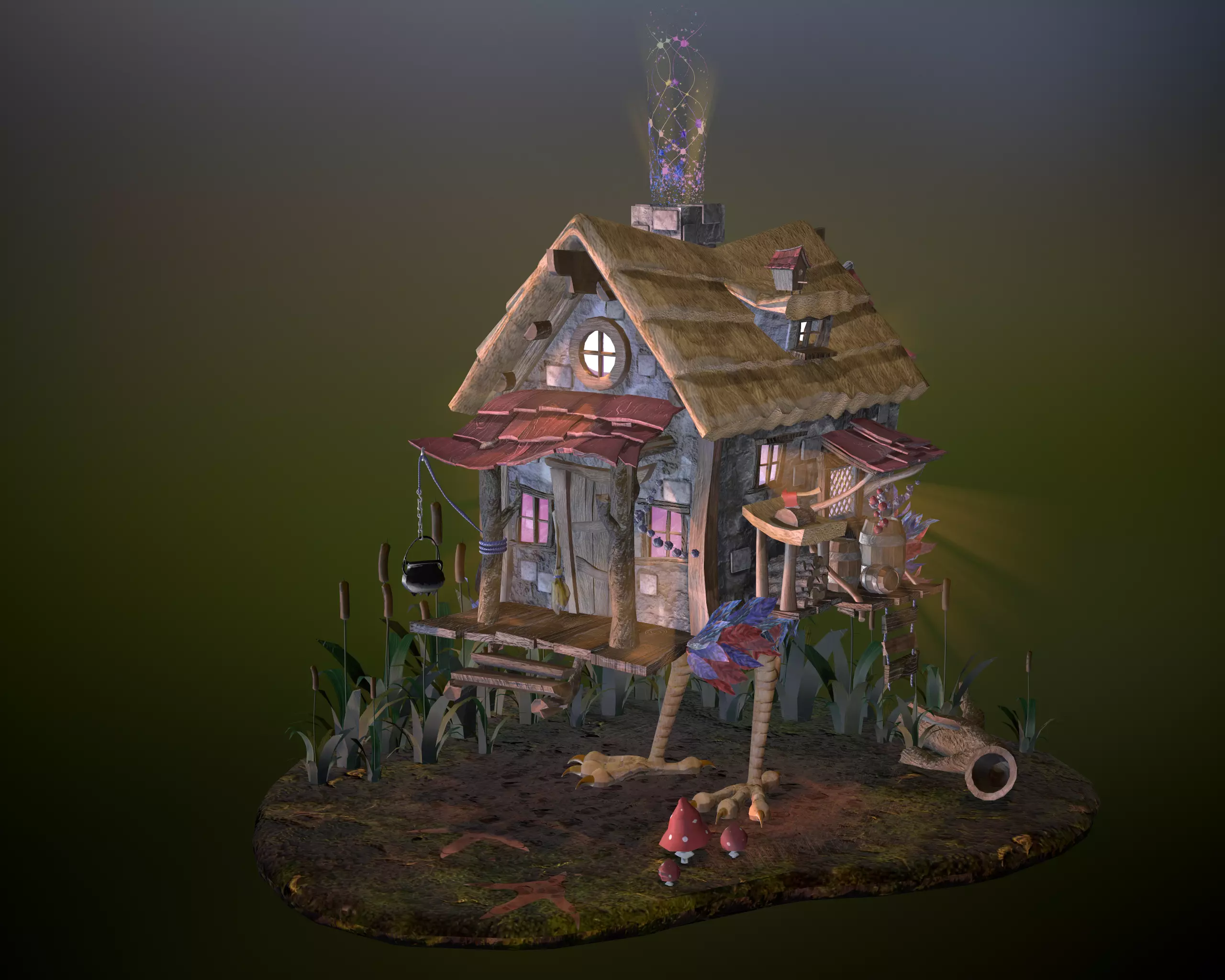 iZbushka gnome house Low-poly 3D model_0