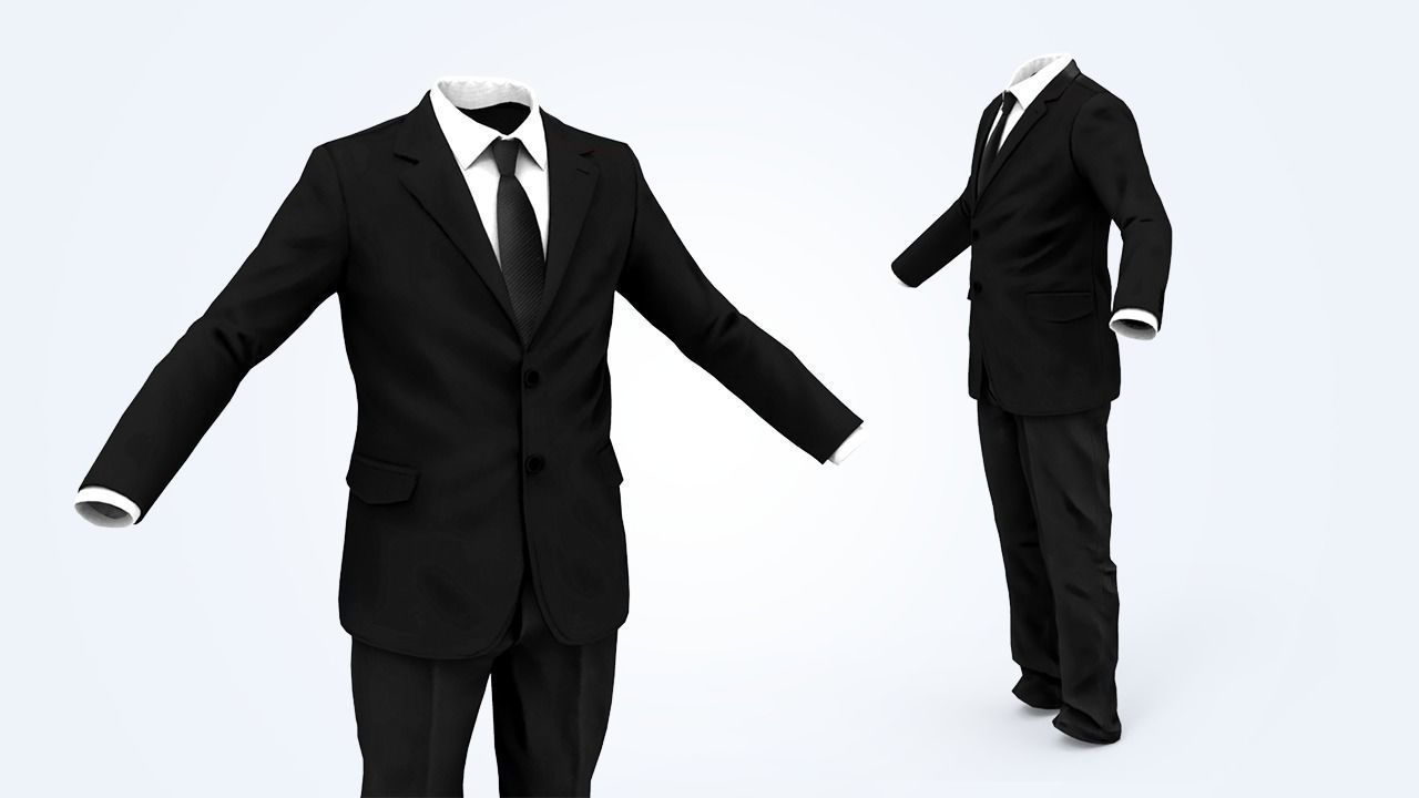 Business Suit Man Low-poly 3D model_2