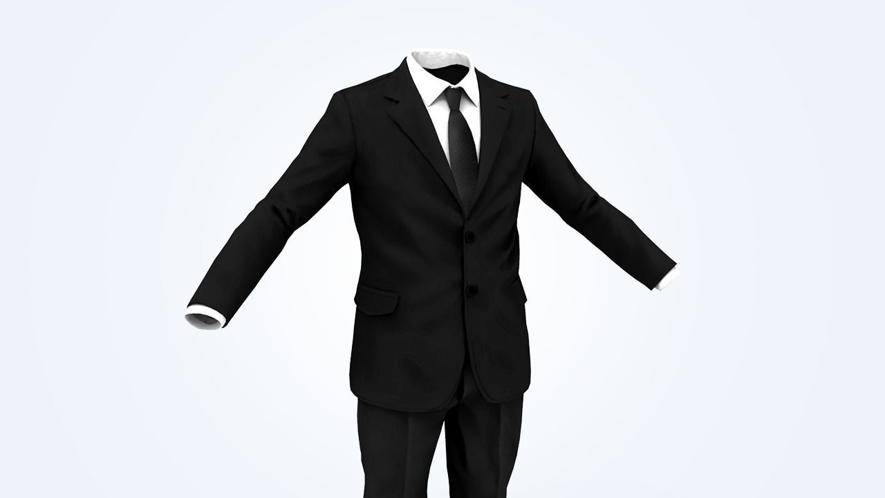 Business Suit Man Low-poly 3D model_7