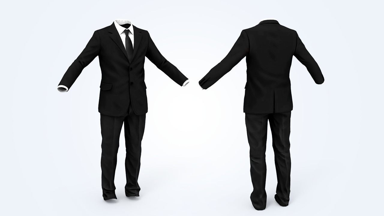 Business Suit Man Low-poly 3D model_3