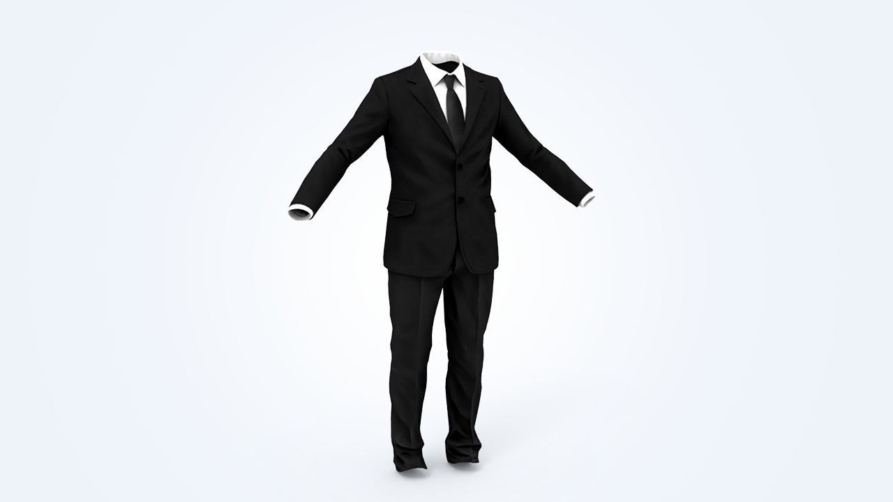 Business Suit Man Low-poly 3D model_10