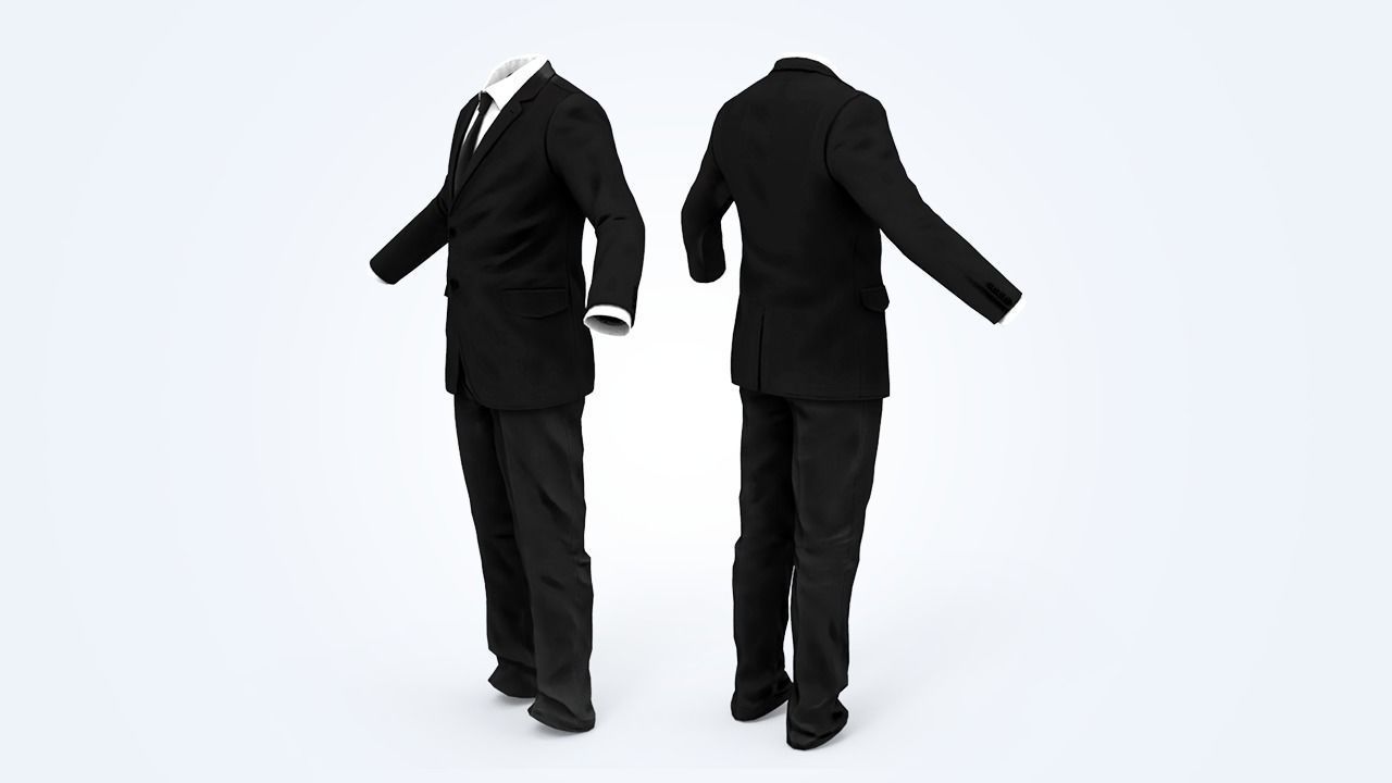 Business Suit Man Low-poly 3D model_5