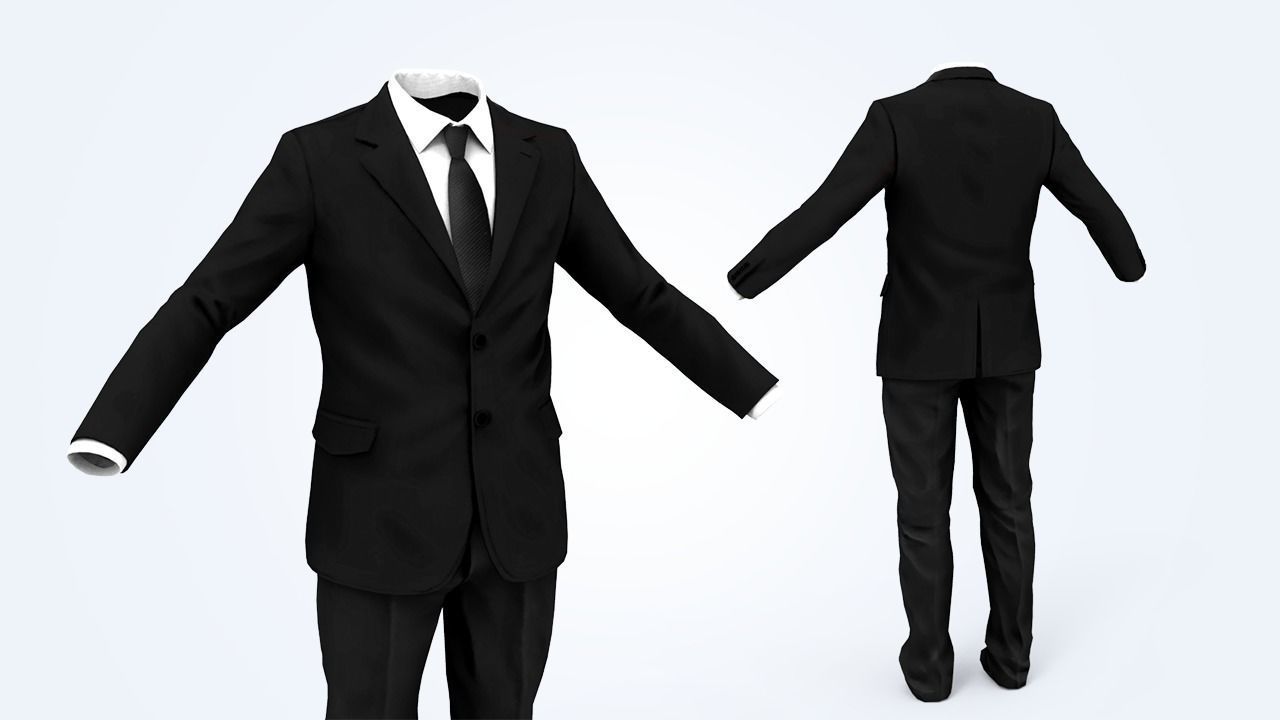 Business Suit Man Low-poly 3D model_1