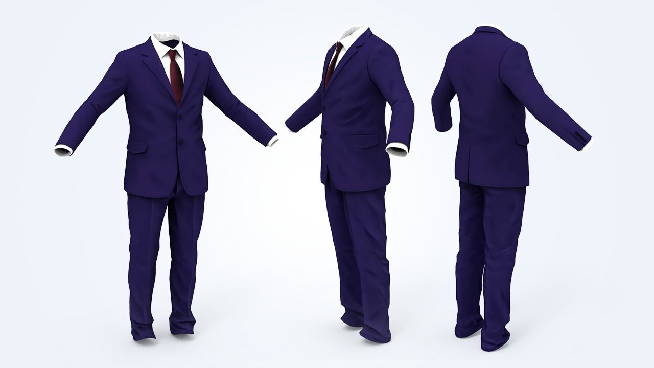 Business Suit Man Low-poly 3D model_6
