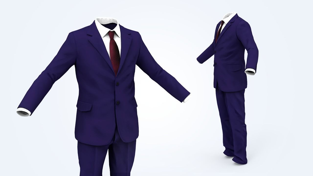 Business Suit Man Low-poly 3D model_2