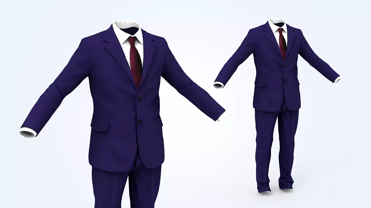 Business Suit Man Low-poly 3D model_0