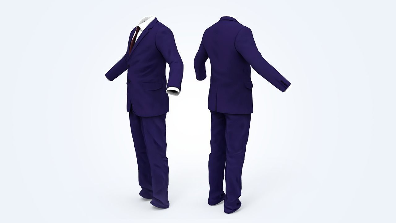 Business Suit Man Low-poly 3D model_5