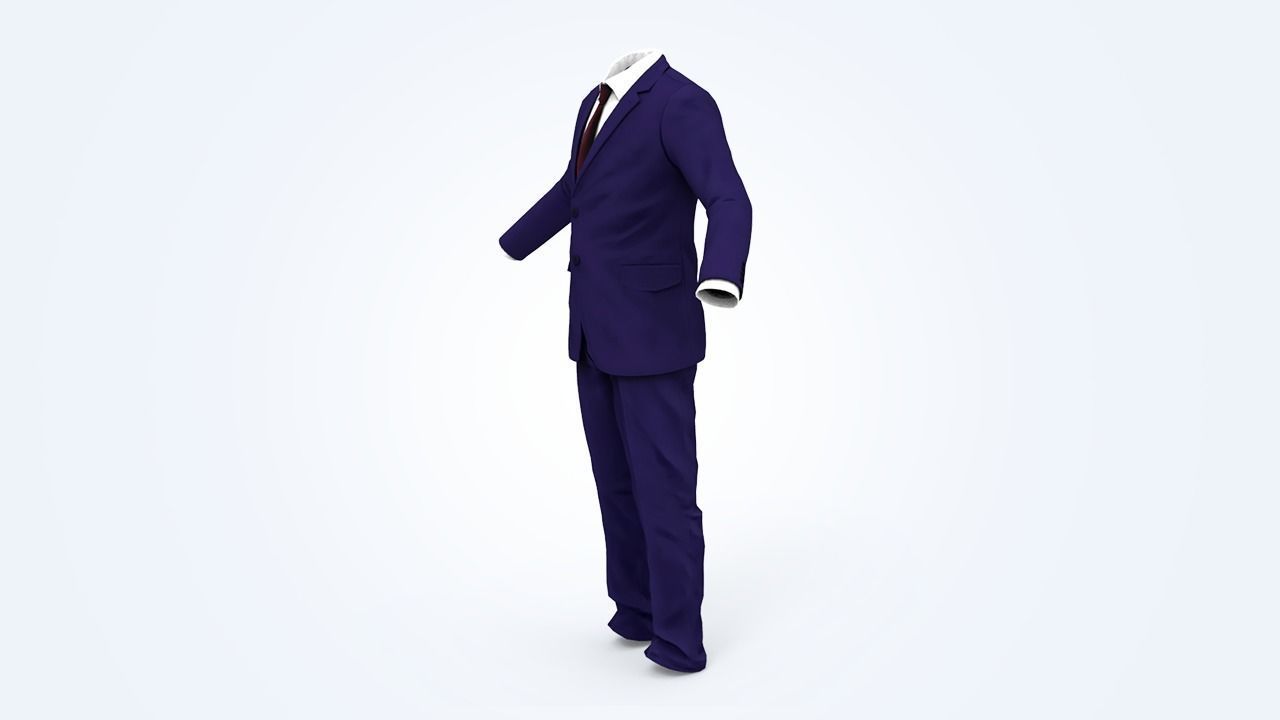 Business Suit Man Low-poly 3D model_9