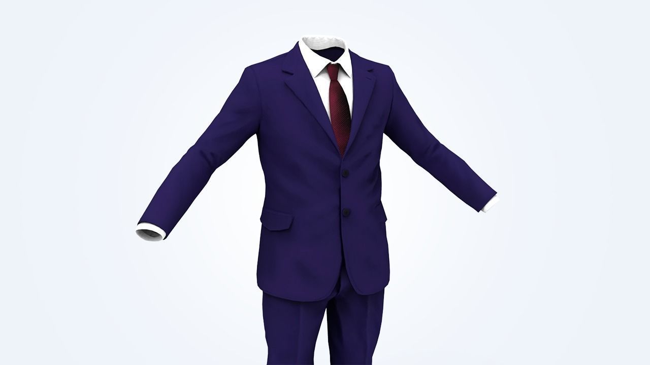 Business Suit Man Low-poly 3D model_7
