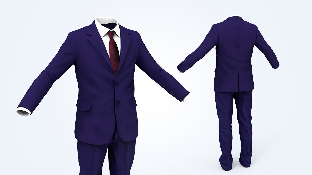 Business Suit Man Low-poly 3D model_1