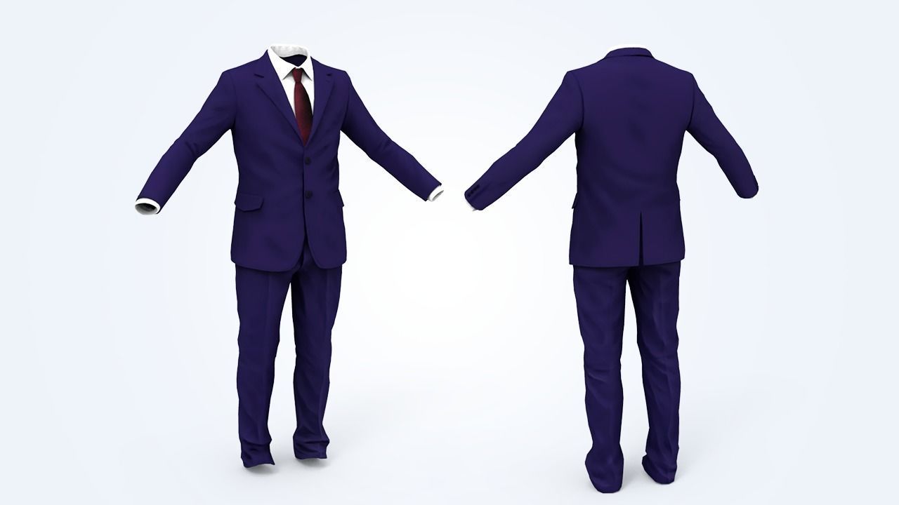 Business Suit Man Low-poly 3D model_3