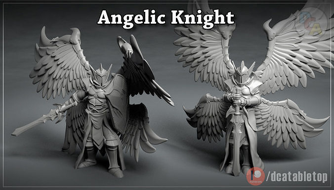 Angelic Knight - 3D printable character - 2 Poses 3D print model