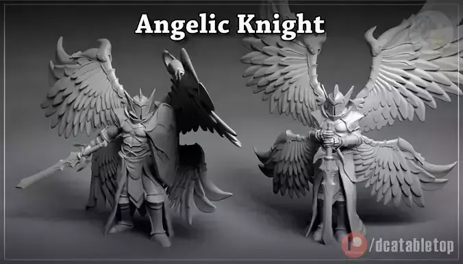 Angelic Knight - 3D printable character - 2 Poses