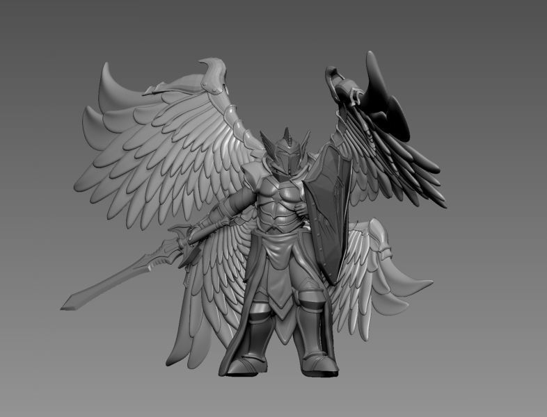 Angelic Knight - 3D printable character - 2 Poses 3D print model_5
