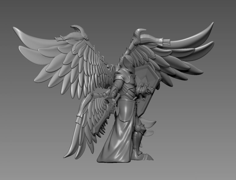 Angelic Knight - 3D printable character - 2 Poses 3D print model_6