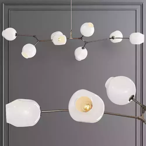 8-globe Branching Bubble Vintage Brass and White Glass