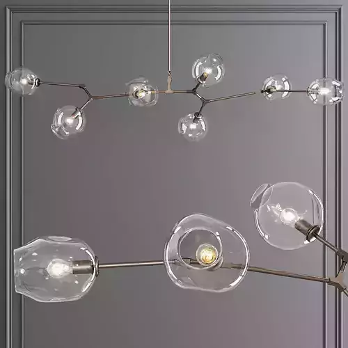 8-globe Branching Bubble Vintage Brass and Clear Glass