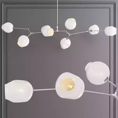 8-globe Branching Bubble Satin Nickel and White Glass