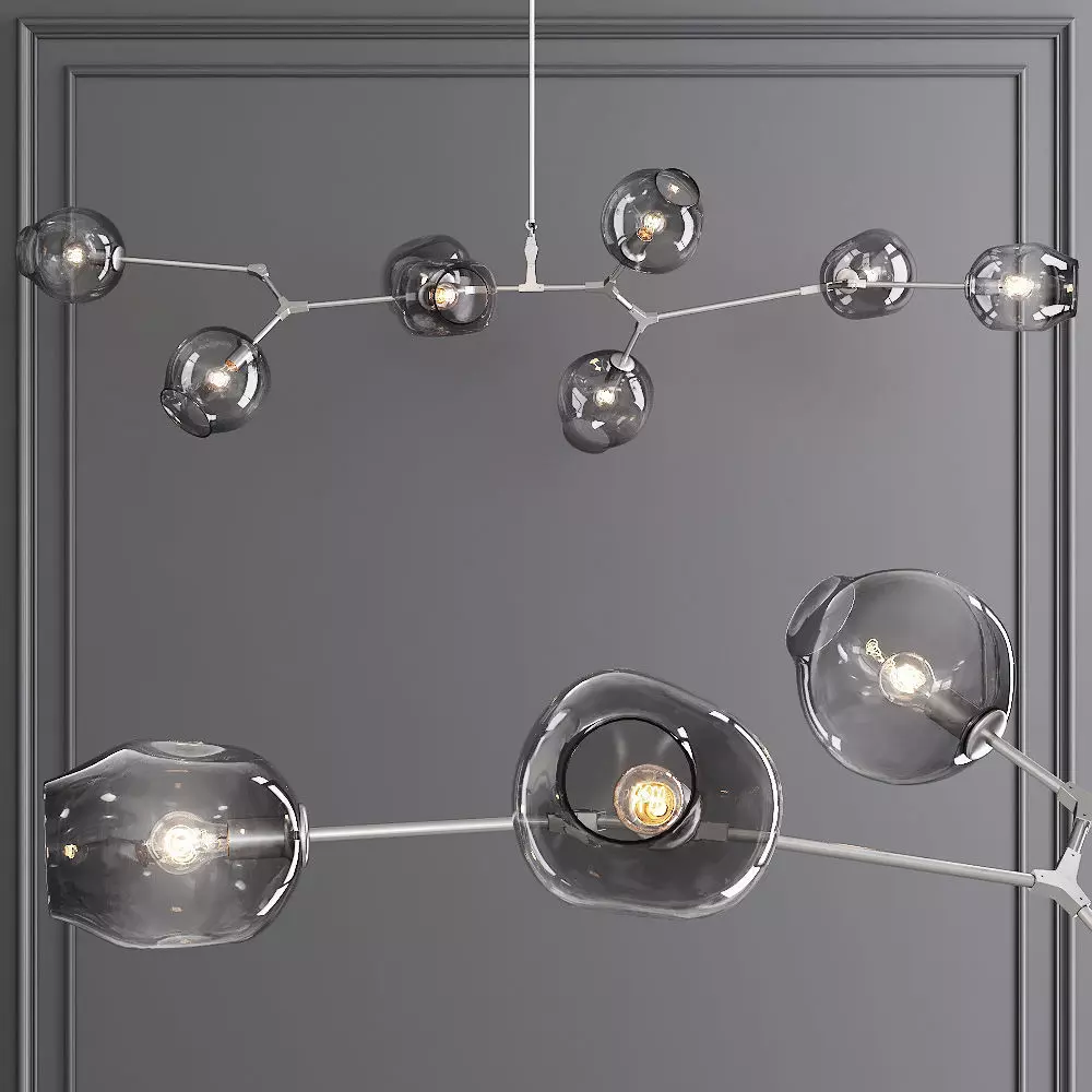 8-globe Branching Bubble Satin Nickel and Gray Glass 3D model_0