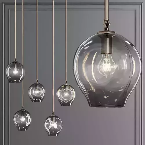 Small Bubble Pendant Vintage Brass and Gray Glass