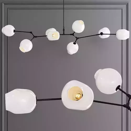 8-globe Branching Bubble Oil-rubbed Bronze and White Glass