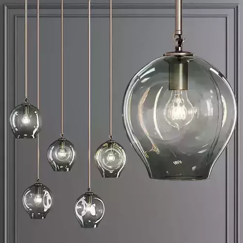 Small Bubble Pendant Vintage Brass and Dark Green Glass